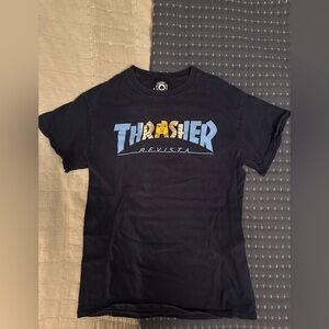 Thrasher Navy Tee with Blue and Yellow Graphic
